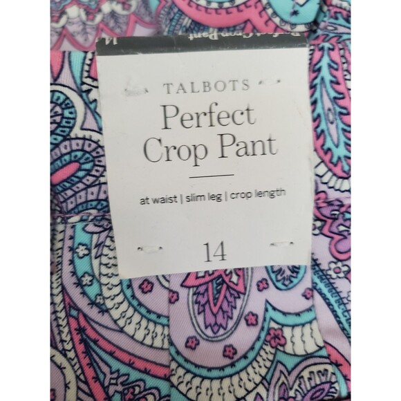 Talbots Perfect Crop Pant Cotton Blend Paisley Size 14 NWT - Picture 6 of 7